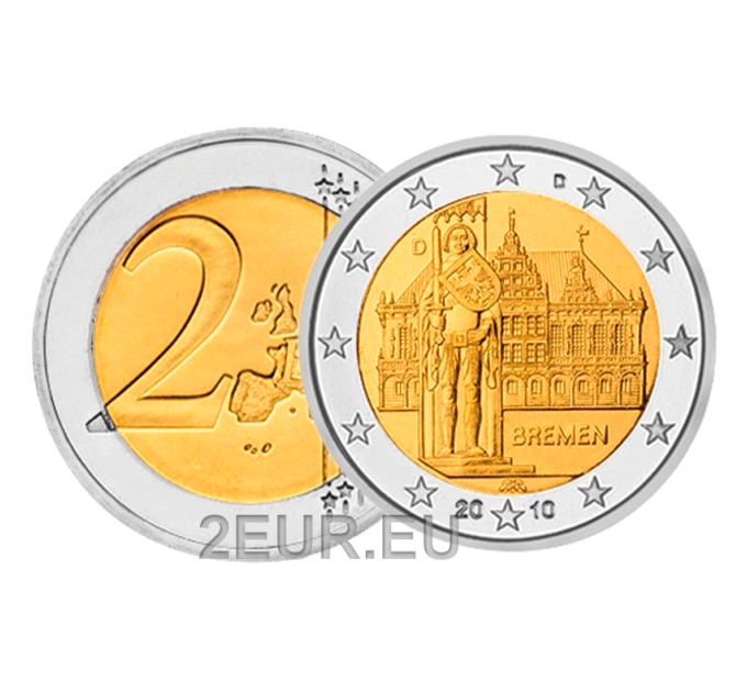 Saksamaa 2 eurot UNC 2010 – raekoda ja Roland – D – München