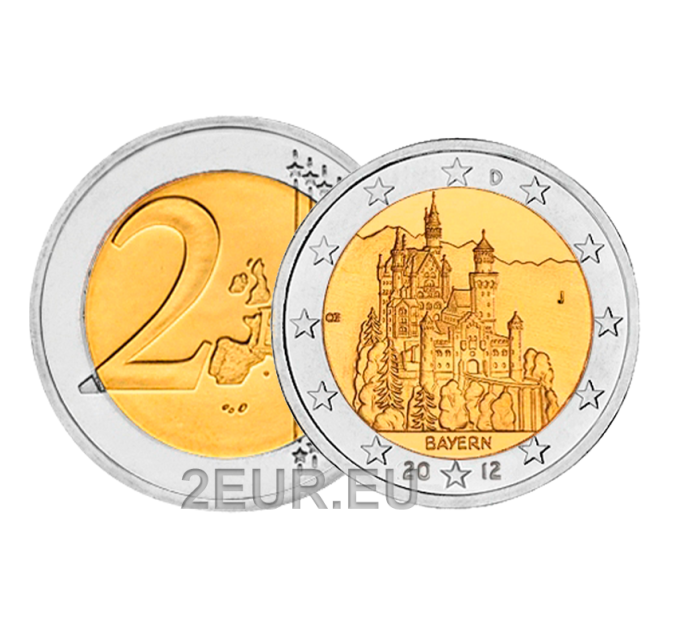 Saksamaa 2 eurot UNC 2012 - BAVARIA - J - Hamburg