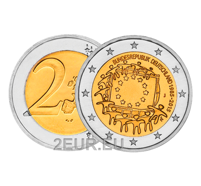 Saksamaa 2 eurot UNC 2015 – Euroopa lipu 30. aastapäev – J – Hamburg