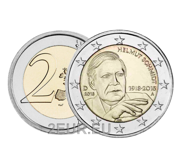 Saksamaa 2 eurot UNC 2018 – Helmut Schmidti 100. sünniaastapäev – J – Hamburg