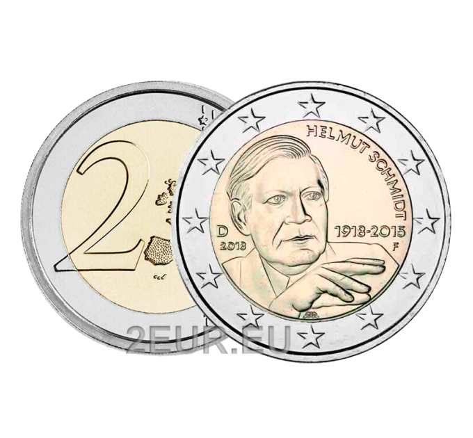 Saksamaa 2 eurot UNC 2018 – Helmut Schmidti 100. sünnipäev – F – Stuttgart