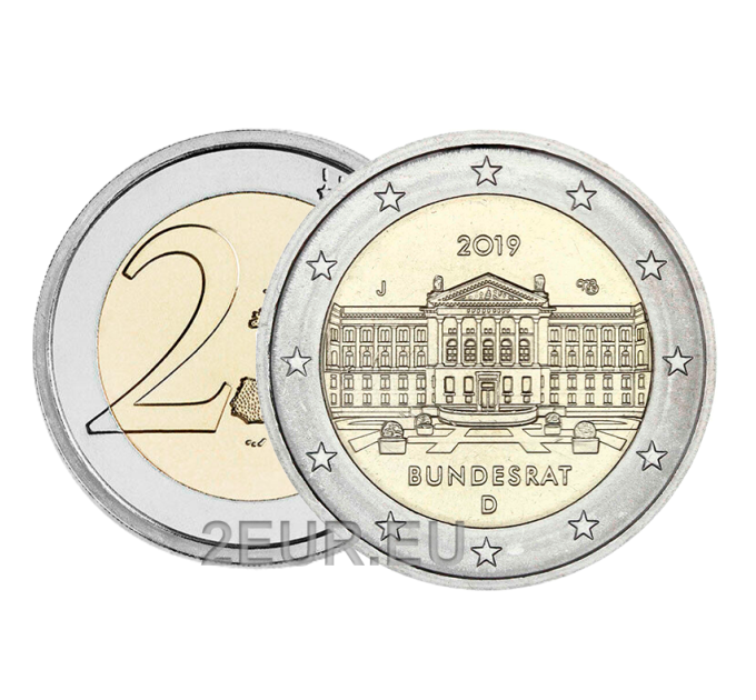 Saksamaa 2 eurot UNC 2019 – Bundesrat – J – Hamburg