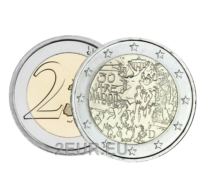 Saksamaa 2 eurot UNC 2019 – 30 aastat Berliini müüri langemisest – F – Stuttgart