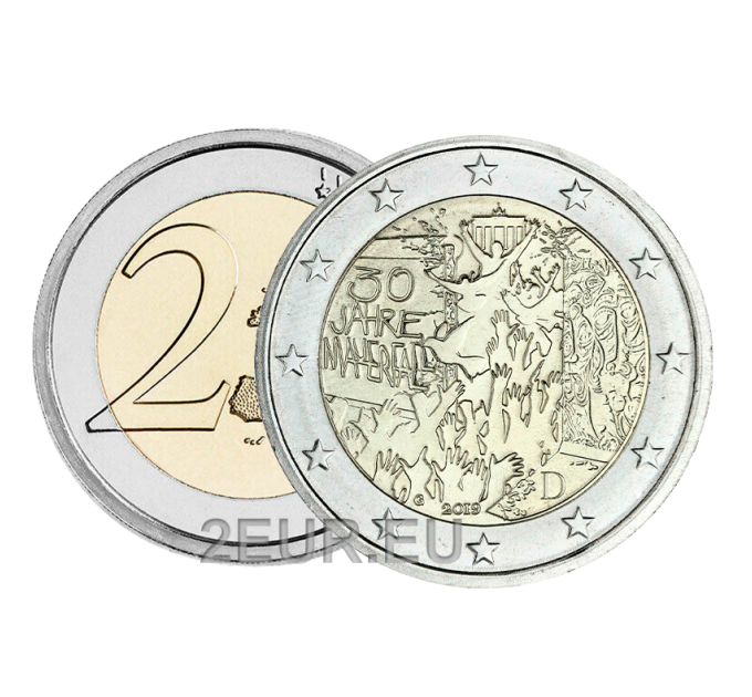Saksamaa 2 eurot UNC 2019 – 30 aastat Berliini müüri langemisest – G – Karlsruhe