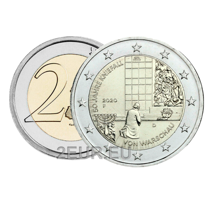 Saksamaa 2 eurot UNC 2020 – 50 aastat Kniefall von Warschaust - G – Karlsruhe