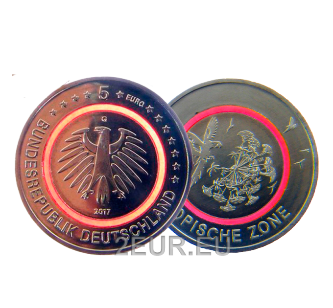 Saksamaa 5 eurot UNC 2017 – troopiline kliimavöönd – G – Karlsruhe