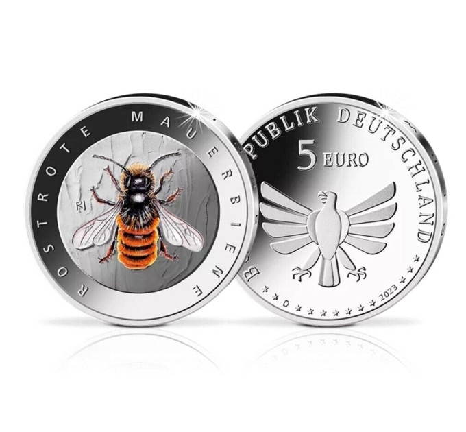 Saksamaa 5 eurot UNC 2023-2 – Putukate imeline maailm – Punane Mason Bee