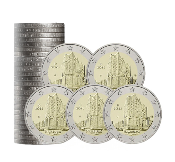Saksamaa 2 eurot rulli UNC 2023 – Hamburg – Elbphilharmonie – ADFGJ