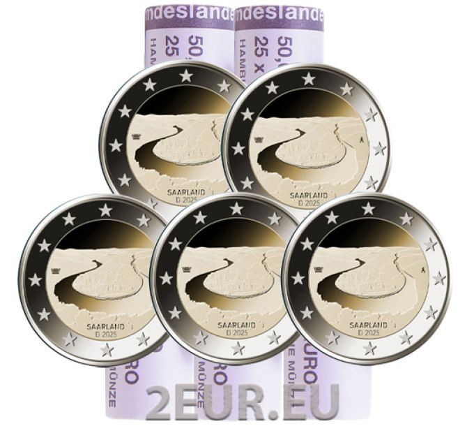 Saksamaa 2 eurot rulli UNC 2025 – SAARMAA – ADFGJ