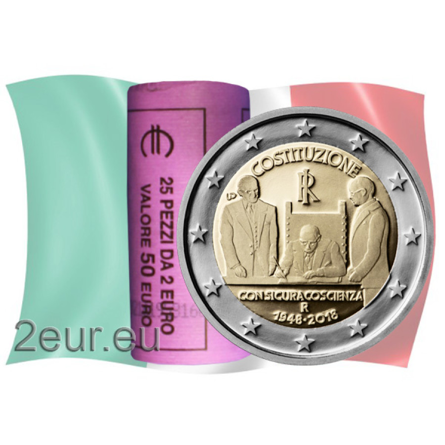 Itaalia 2 euro UNC rull 2018 – Itaalia Vabariigi 70-aastane põhiseadus Itaalia 2 euro UNC rull 2018 – Itaalia Vabariigi 70-aastane põhiseadus