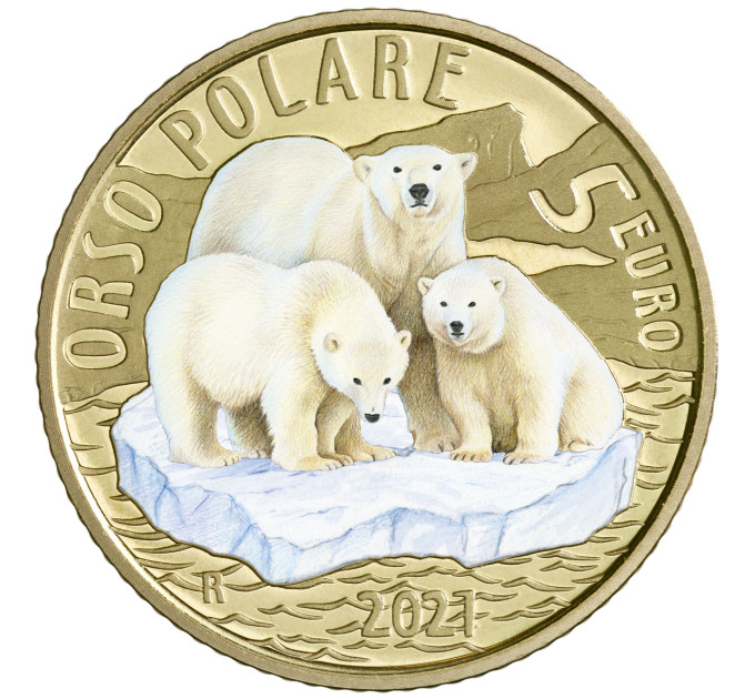 Itaalia 5 eurot PROOF 2021 – Ohustatud loomad – jääkaru