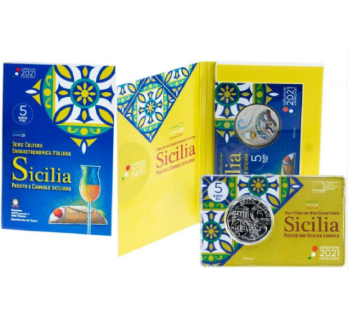 Itaalia 5 euro BU 2021 – Itaalia toidu- ja veinikultuur – Passito ja Sitsiilia cannoli