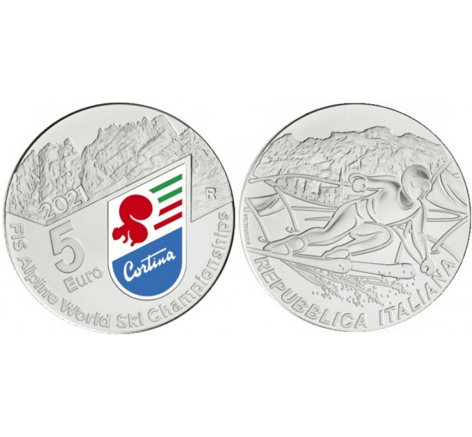 Italy 5 euro Silver BU 2021 - ALPINE WORLD SKI CHAMPIONSHIPS
