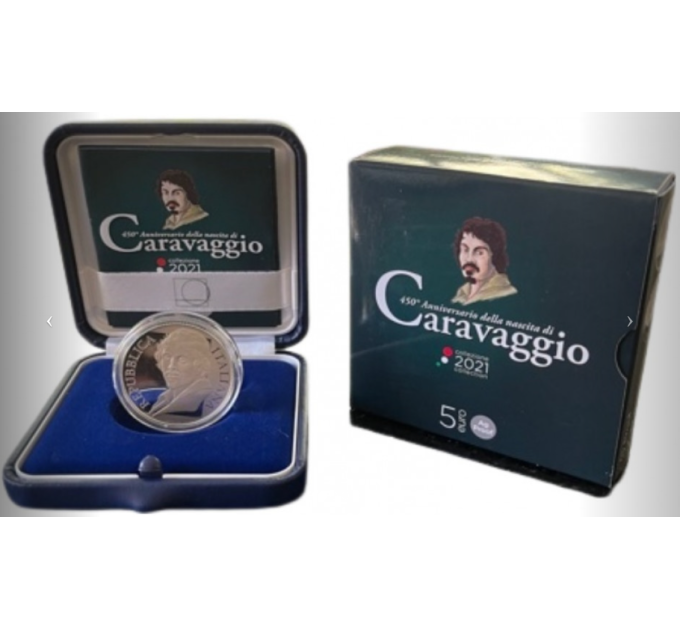 Itaalia 5 euro hõbe PROOF 2021 – 450. aastapäev Caravaggio sünnist