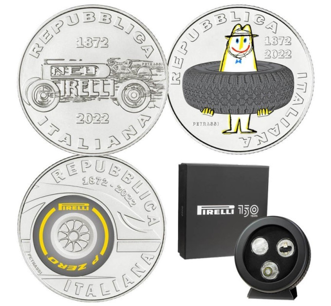 Itaalia 5 euro hõbe BU 2022 – 150 aastat Pirellit – Triptühhon