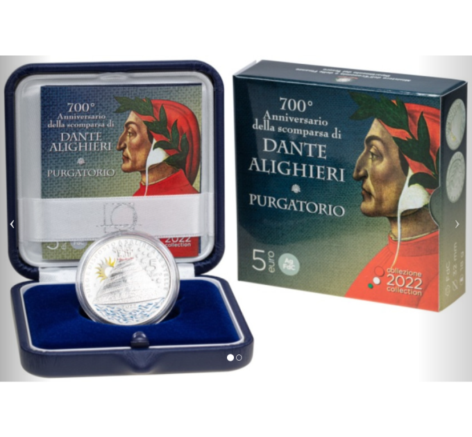 Itaalia 5 euro hõbe PROOF 2022 – Dante Alighieri surma 700. aastapäev: puhastustuli