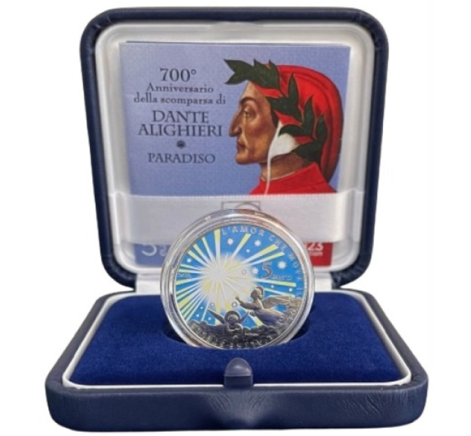 Itaalia 5 euro hõbe PROOF 2023 – 700. aastapäev Dante Alighieri – Paradiso surmast