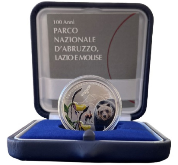 Itaalia 5 euro hõbe PROOF 2023 – 100 aastat Abruzzo, Lazio ja Molise rahvuspargi rajamisest