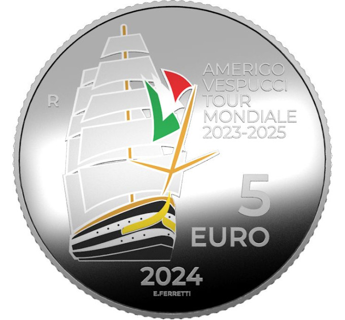 Itaalia 5 euro hõbe PROOF 2024 – Amerigo Vespucci laeva ümber maailma 2023-2025