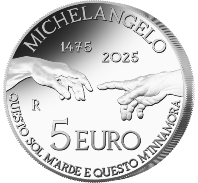 Itaalia 5 euro hõbe BU 2025 – Michelangelo Nascita 550° aastapäev