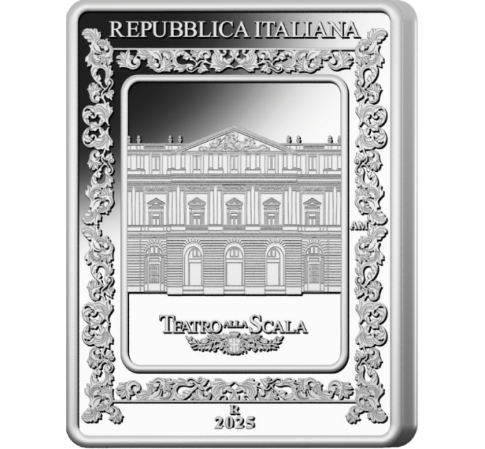 Itaalia 5 euro hõbe PROOF 2025 – Itaalia ooper – La Scala teater – Bellini Norma
