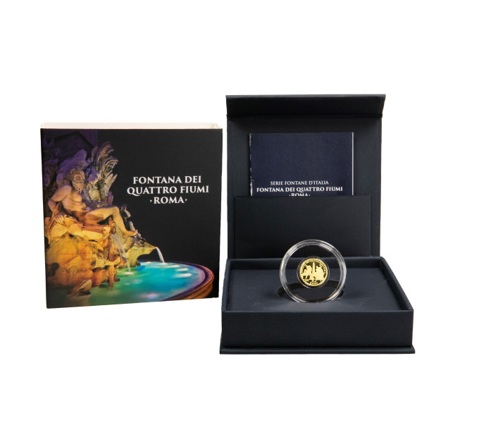 Italy 10 euro gold proof 2025 - Fountains of Italy - Fontana dei Quattro Fiumi - Roma