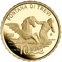 Itaalia 10 euro kulld proof 2022 – Itaalia purskkaevud - Trevi purskkaev