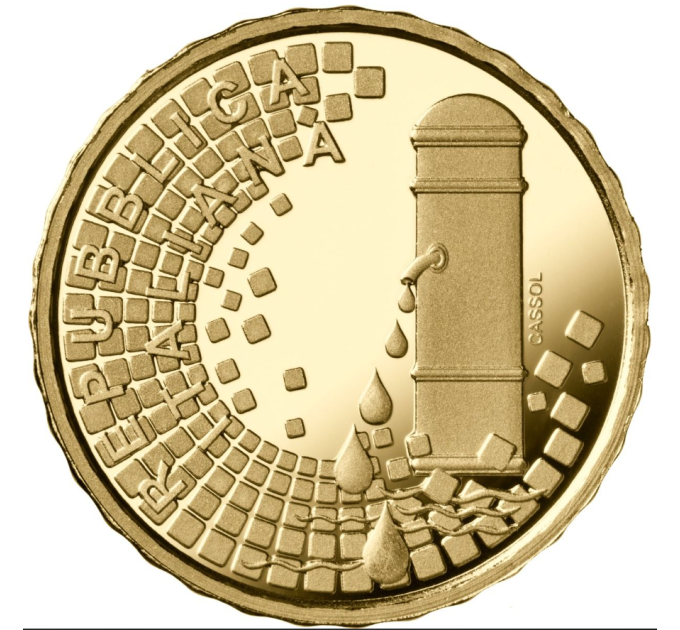 Италия 10 еврo золотo proof 2022 - Фонтаны Италии - Фонтан Треви