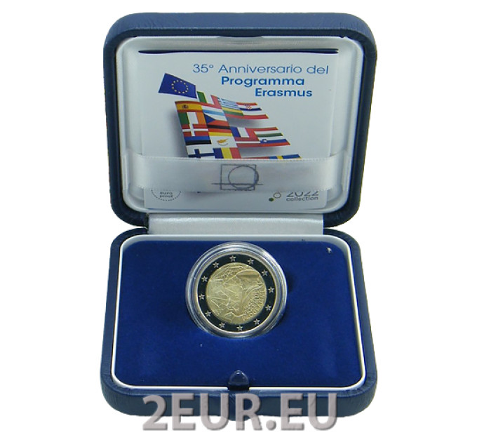 Италия 2 евро proof 2022 – 35 лет программе Erasmus
