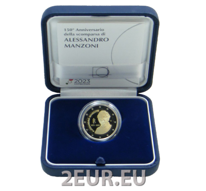 Itaalia 2 euro proof 2023 – Alessandro Manzoni surma 150. aastapäev