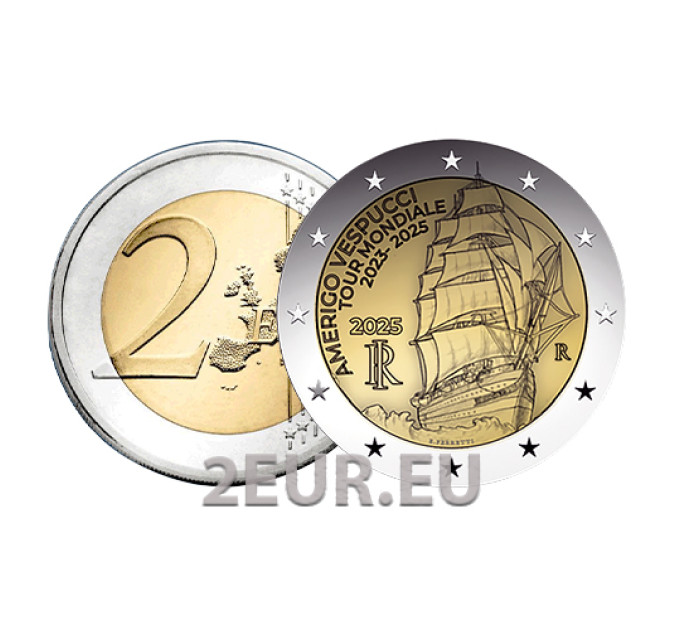 Itaalia 2 euro UNC 2025 – Amerigo Vespucci laeva reis