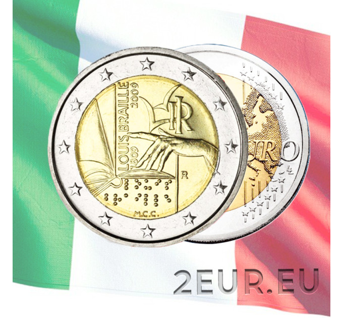 Itaalia 2 euro UNC 2009 – Louis Braille'i 200. sünniaastapäev