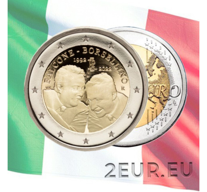 Itaalia 2 euro UNC 2022 – Giovanni Falcone'i ja Paolo Borsellino 30. surma-aastapäev