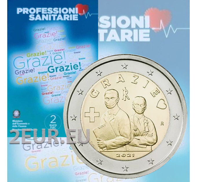 Italy 2 euro BU 2021 - Grazie - Thank You - Healthcare Professions