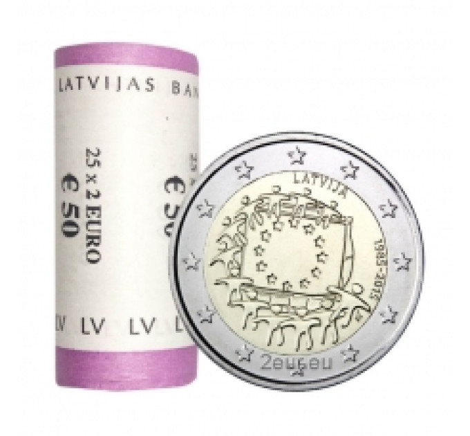 Läti 2 eurot UNC rulli 2015 – 30 aastat ELi lippu