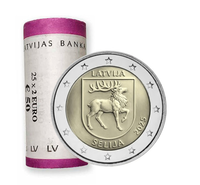 Läti 2 eurot UNC rulli 2025 - Sēlija