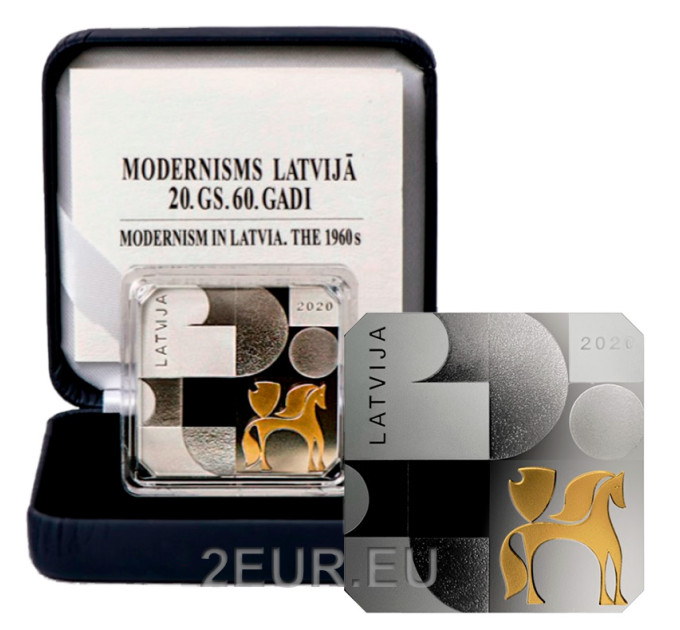Läti 5 euro hõbe proof 2020 – Modernism Lätis – 1960. aastad