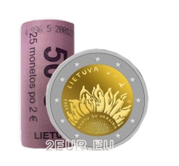 Leedu 2 eurot UNC rulli 2023 – Koos Ukrainaga