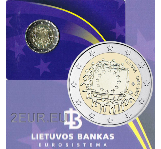 Leedu 2 eurot BU 2015 - 30 aastat ELi lippu  