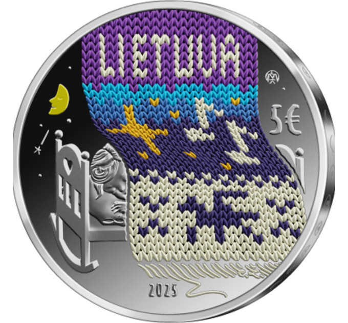 Leedu 5 euro hõbe proof 2025 - Hällilaul