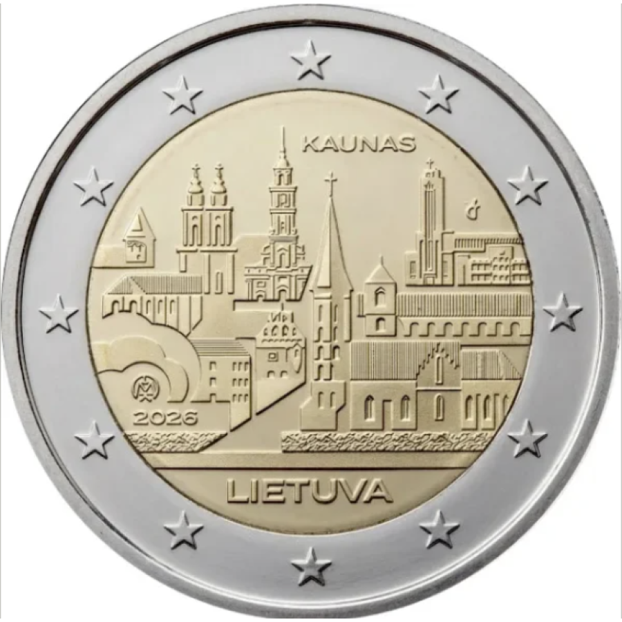 Leedu 2 eurot UNC rulli 2026 – KAUNAS