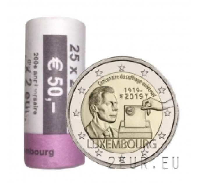 Luksemburg 2 eurot UNC rulli 2019 – Üldise valimisõiguse 100. aastapäev