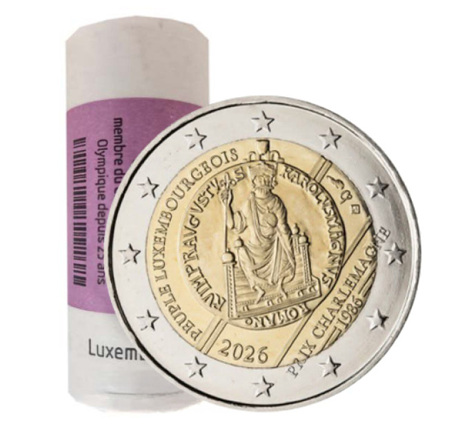 Luxembourg 2 euro UNC roll 2026 - 40TH ANNIVERSARY OF THE AWARDING OF THE INTERNATIONAL CHARLEMAGNE PRIZE TO THE LUXEMBOURGISH PEOPLE