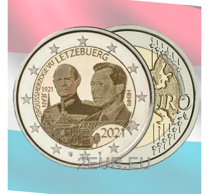 Luksemburg 2 eurot UNC 2021 – suurhertsog Jeani 100. sünniaastapäev foto