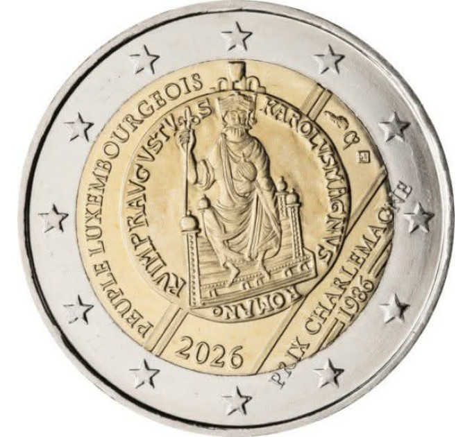 Luxembourg 2 euro UNC 2026 - 40TH ANNIVERSARY OF THE AWARDING OF THE INTERNATIONAL CHARLEMAGNE PRIZE TO THE LUXEMBOURGISH PEOPLE