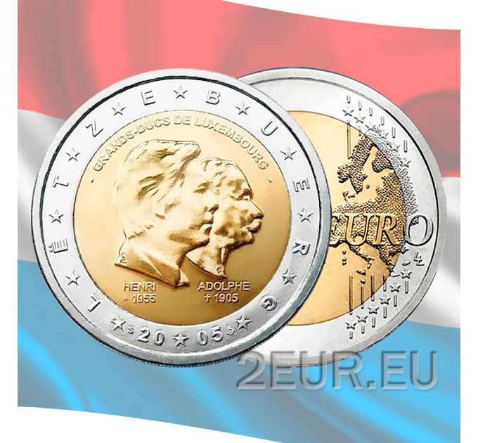 Luksemburg 2 eurot UNC 2005 – Henri ja Adolphe