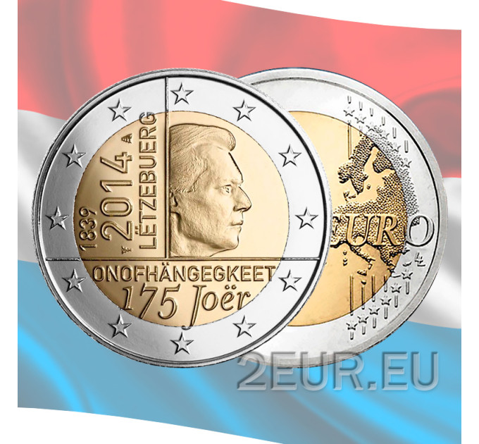 Luksemburg 2 eurot UNC 2014 – Luksemburgi Suurhertsogiriigi iseseisvuse 175. aastapäev