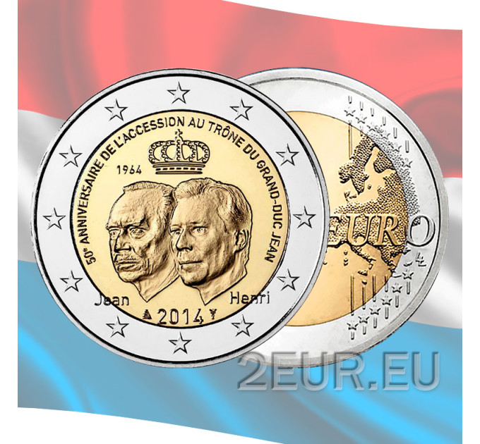 Luksemburg 2 eurot UNC 2014 – suurhertsog Jeani troonile astumise 50. aastapäev