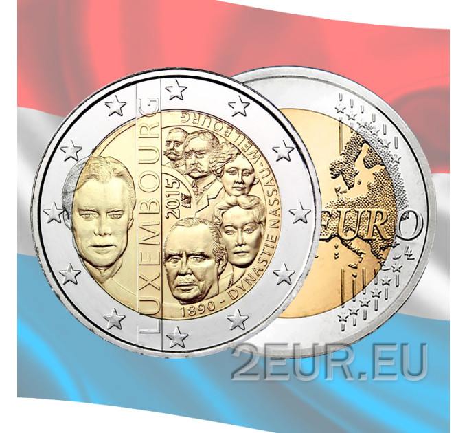 Luksemburg 2 eurot UNC 2015 – Nassau-Weilburgi maja 125. aastapäev