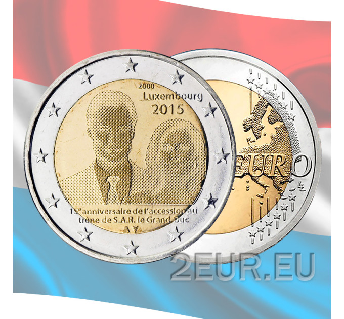 Luksemburg 2 eurot UNC 2015 – H.R.H. troonile tõusmise 15. aastapäev. suurhertsog